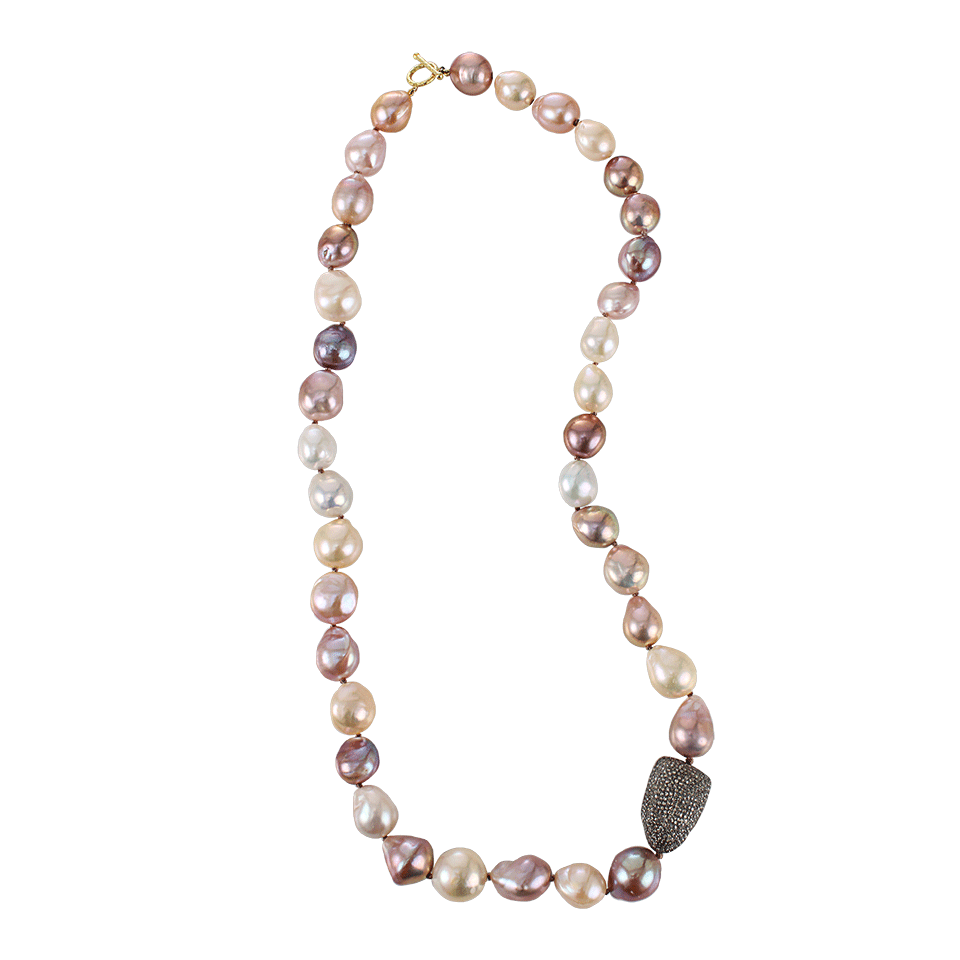 JORDAN ALEXANDER-Edison Pearl Necklace With Pave Diamond-YLW GOLD
