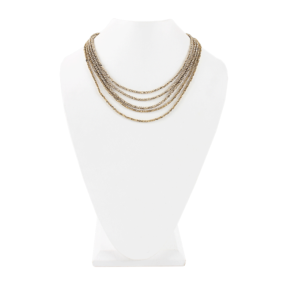 JORDAN ALEXANDER-Five Strand Gold Pyrite Necklace-YLW GOLD