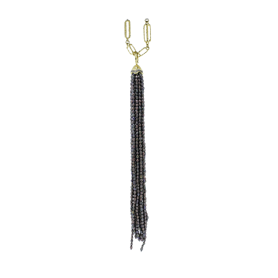 JORDAN ALEXANDER-Tahitian Seed Pearl Tassel-YELLOW GOLD