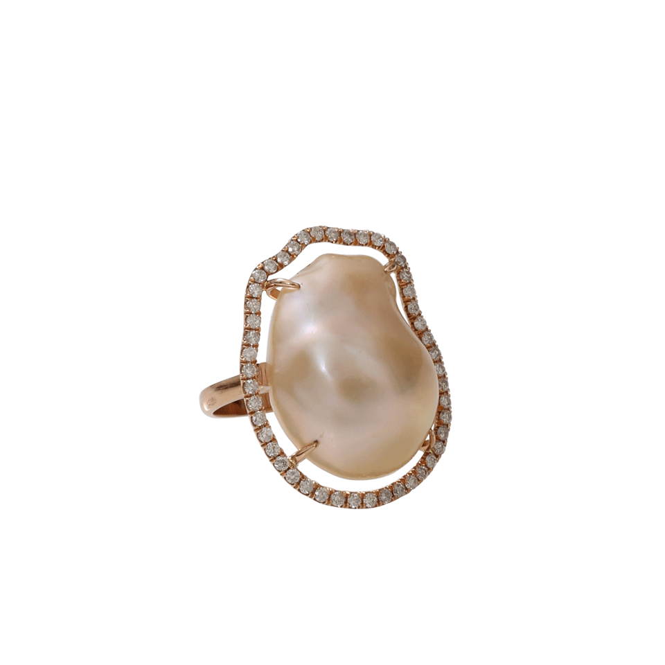JORDAN ALEXANDER-Beige Baroque Pearl Slice Ring-ROSE GOLD