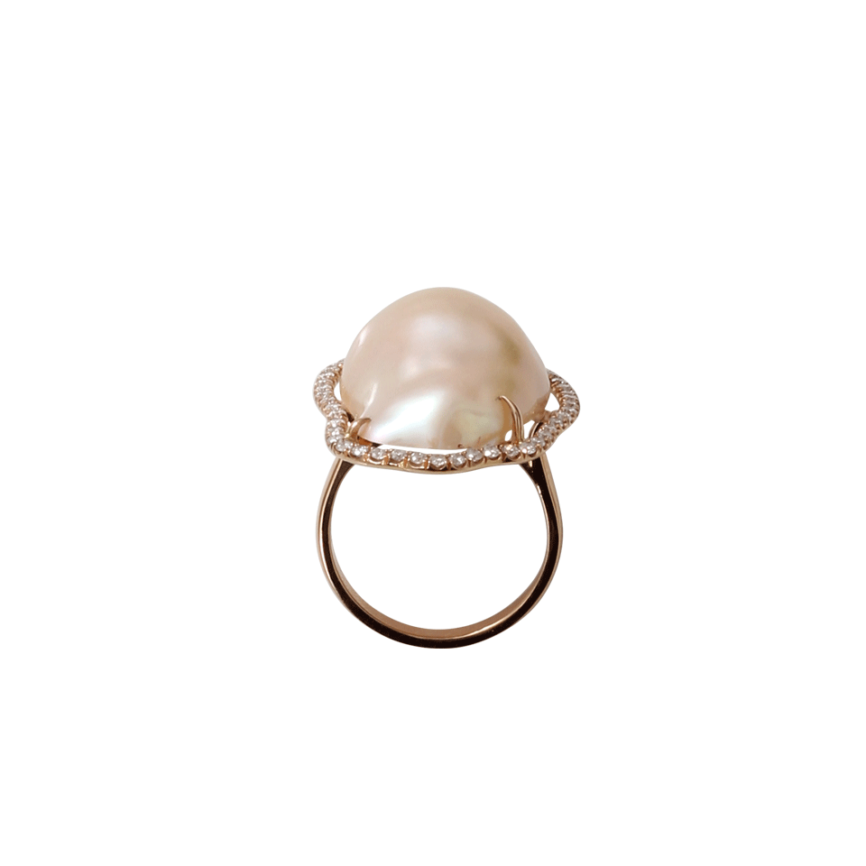 JORDAN ALEXANDER-Beige Baroque Pearl Slice Ring-ROSE GOLD