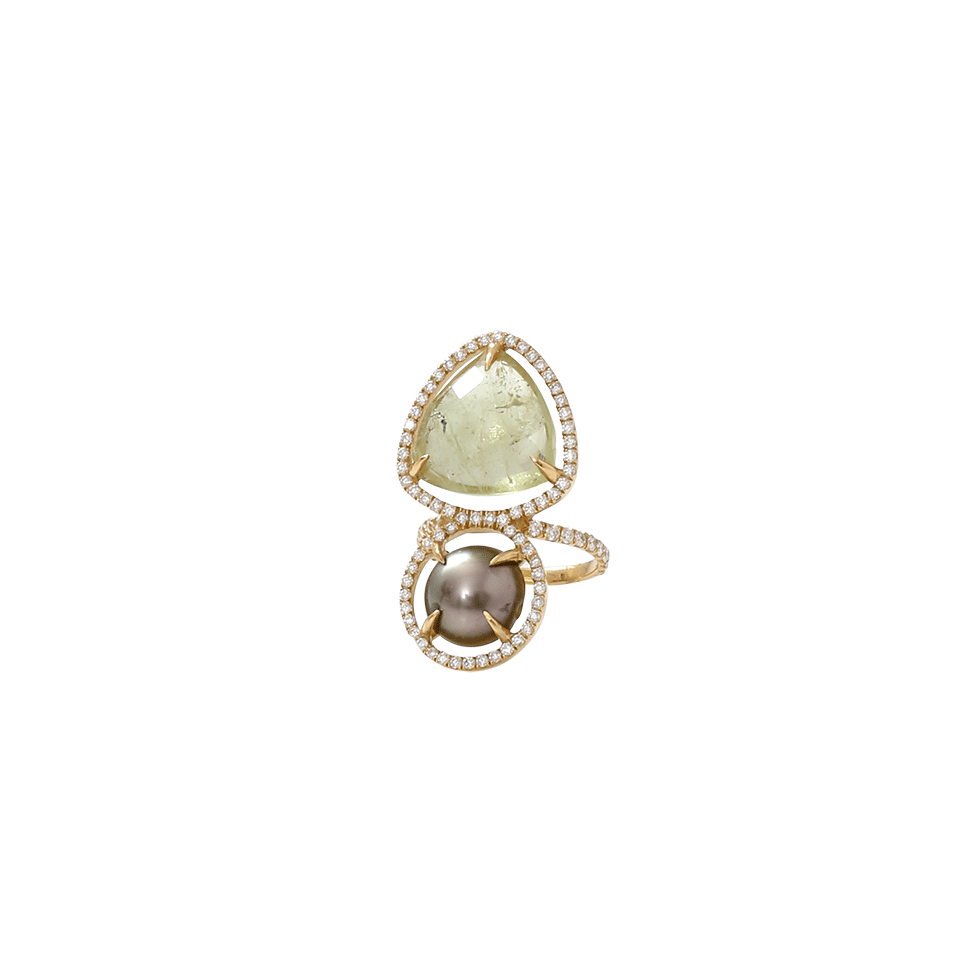 JORDAN ALEXANDER-Aquamarine And Tahitian Pearl Ring-YELLOW GOLD