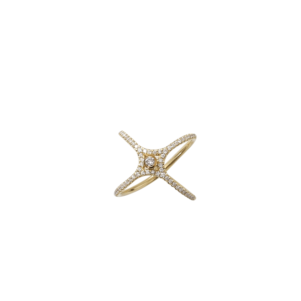 JORDAN ALEXANDER-Diamond Pave Motif X Ring-YELLOW GOLD