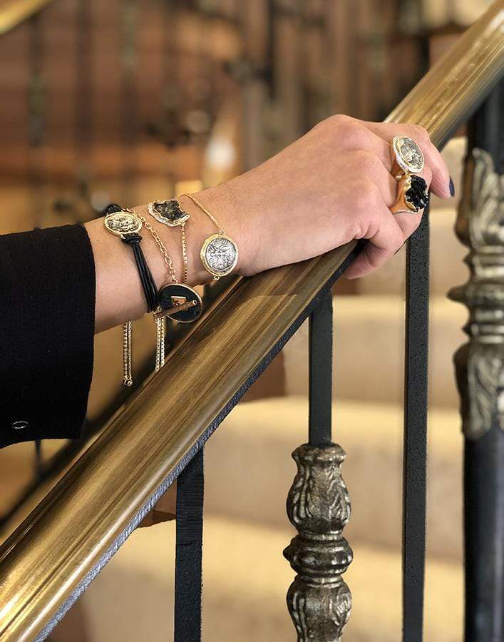 JORGE ADELER-Alexander the Great Leather Bracelet-YELLOW GOLD