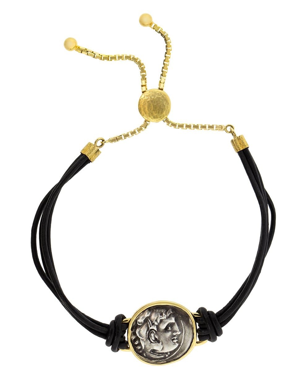 JORGE ADELER-Alexander the Great Leather Bracelet-YELLOW GOLD