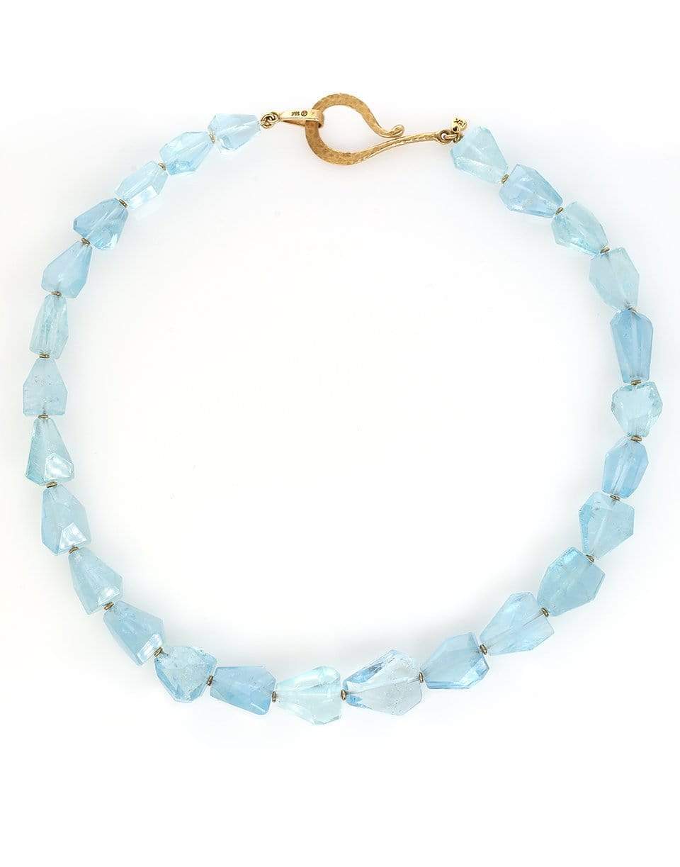 JORGE ADELER-Aquamarine Bead Necklace-YELLOW GOLD