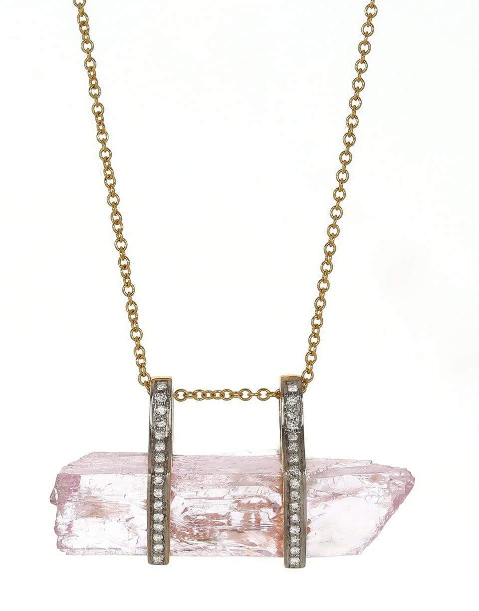 JORGE ADELER-Raw Kunzite and Diamond Pendant Necklace-YELLOW GOLD