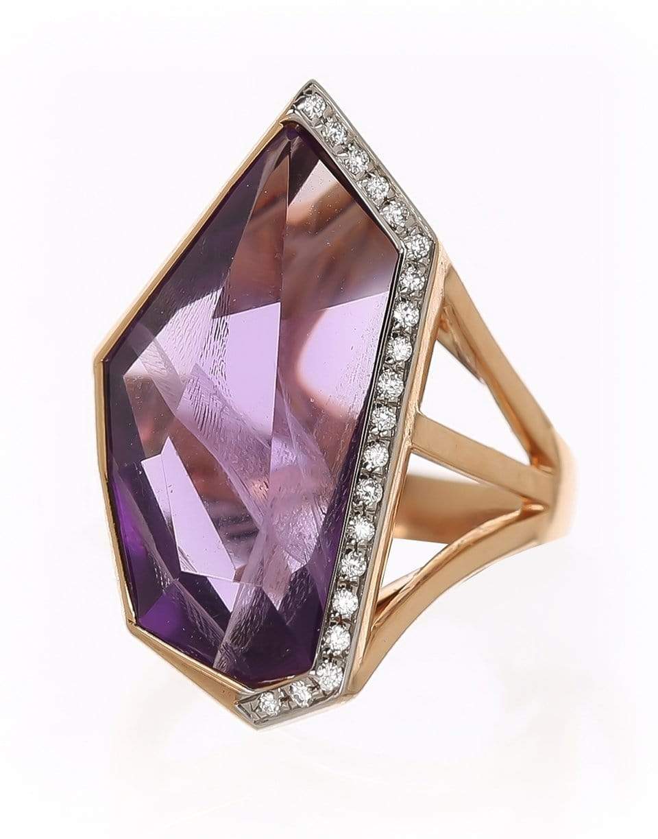 JORGE ADELER-Amethyst and Diamond Mirror Cut Ring-ROSE GOLD