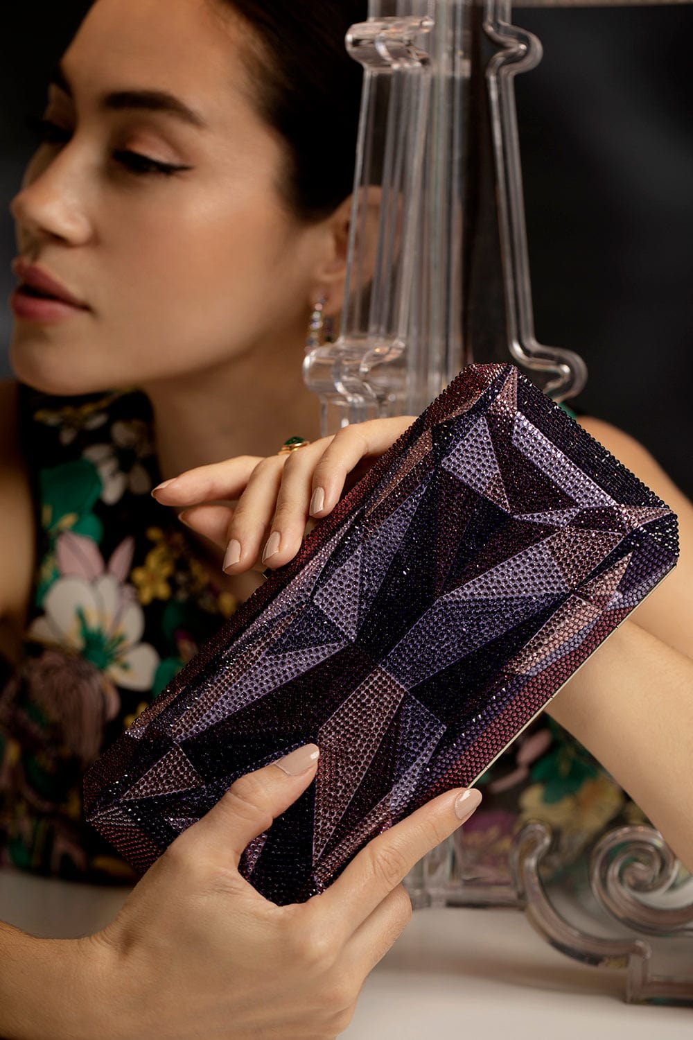 JUDITH LEIBER-Slim Rectangle Clutch - Amethyst-AMETHYST