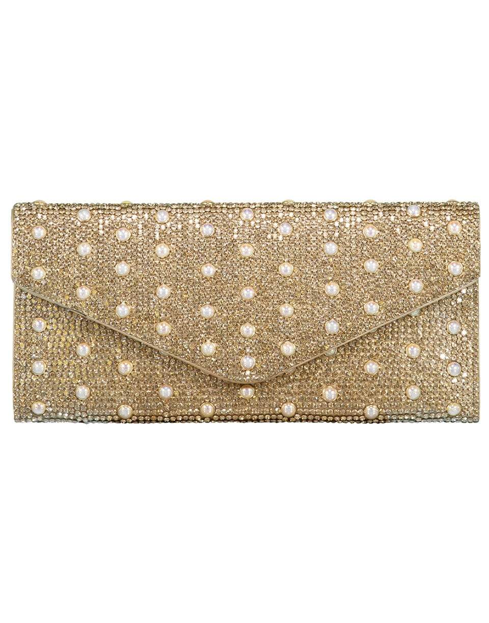 JUDITH LEIBER-Envelope Crystal Clutch-CHAMPAGN