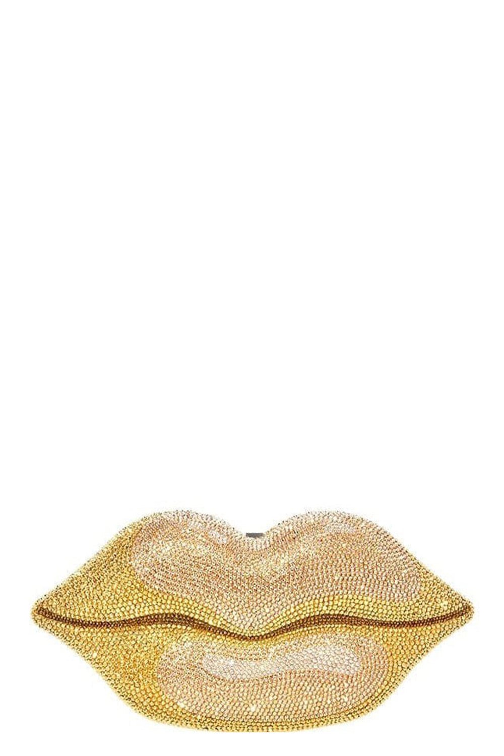JUDITH LEIBER-Gold Lips Clutch-CHAMPAGNE MULTI