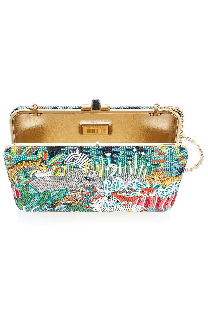JUDITH LEIBER-Jungle Slim Slide Clutch-CHAMPAGNE MULTI
