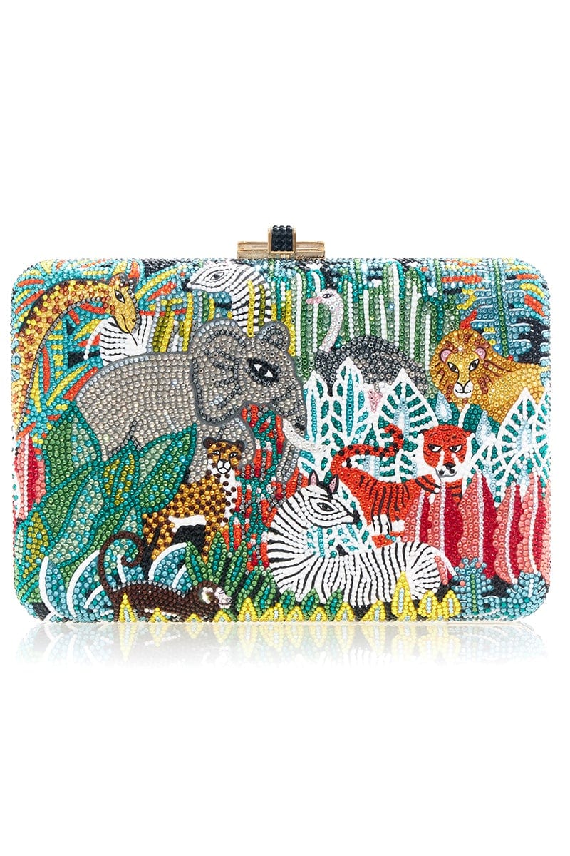 JUDITH LEIBER-Jungle Slim Slide Clutch-CHAMPAGNE MULTI