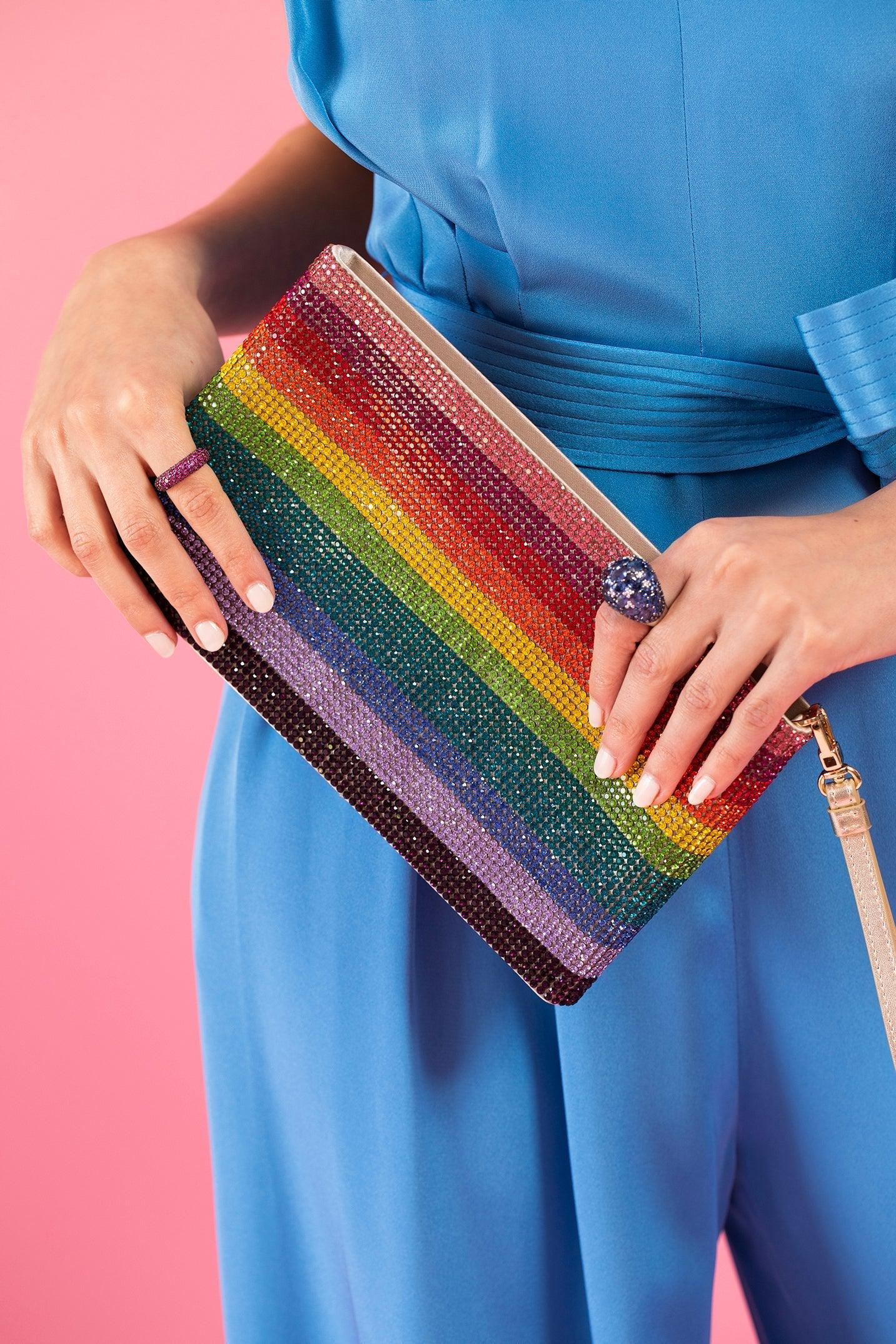 JUDITH LEIBER-Rainbow Zip Pouch-CHMPGMUL