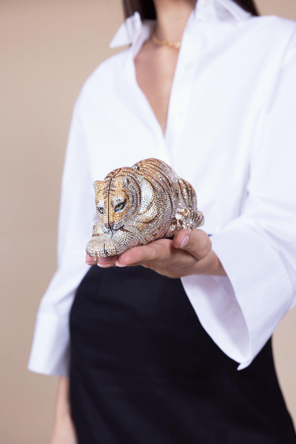 JUDITH LEIBER-Wildcat Golden Cub Bag-GOLDEN