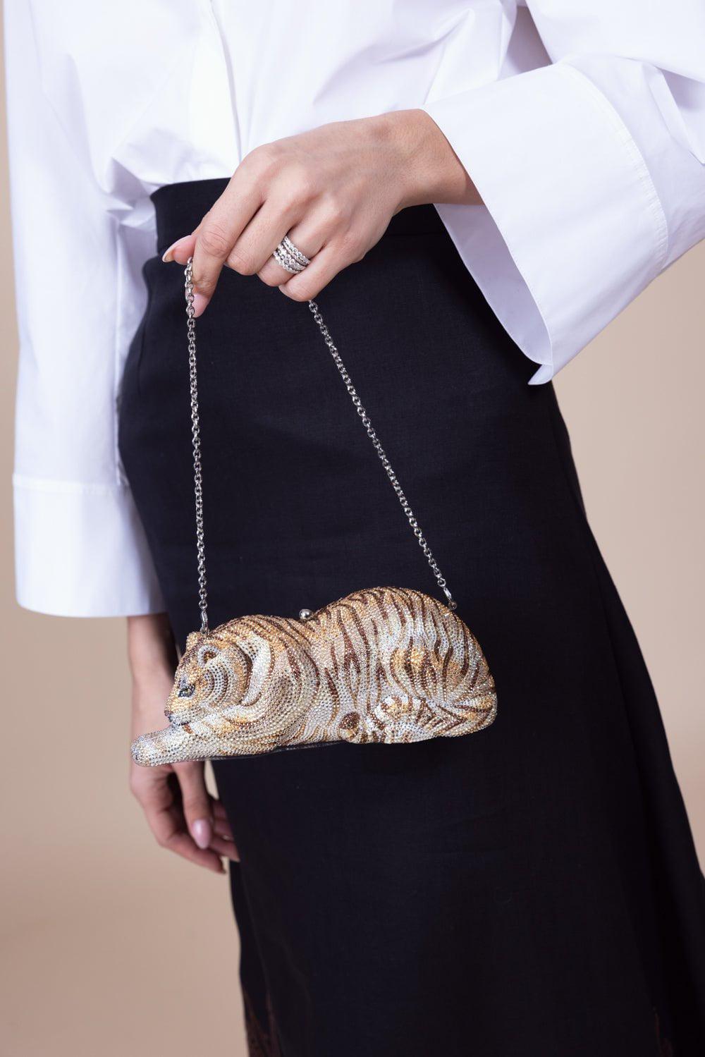 JUDITH LEIBER-Wildcat Golden Cub Bag-GOLDEN