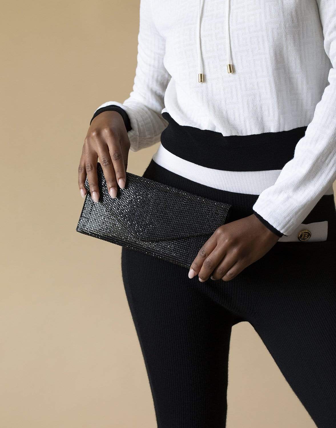 JUDITH LEIBER-Envelope Black Crystal Clutch-JET