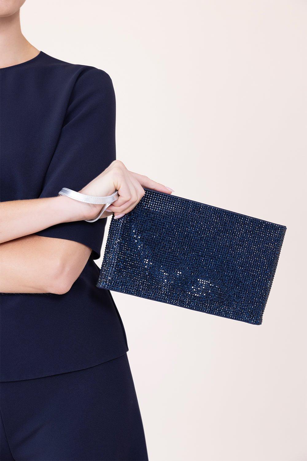 JUDITH LEIBER-Zip Pouch - Midnight Navy-MDNGHTNV