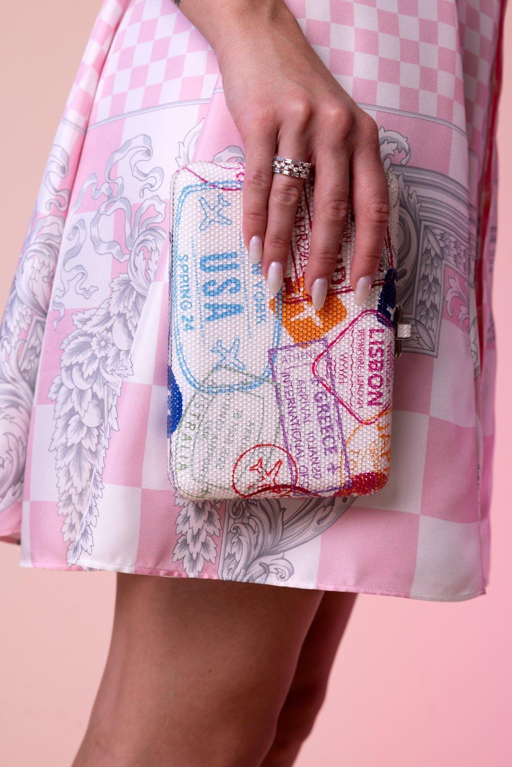 JUDITH LEIBER-Slim Side Clutch - Passport Stamps-PSSPORTS