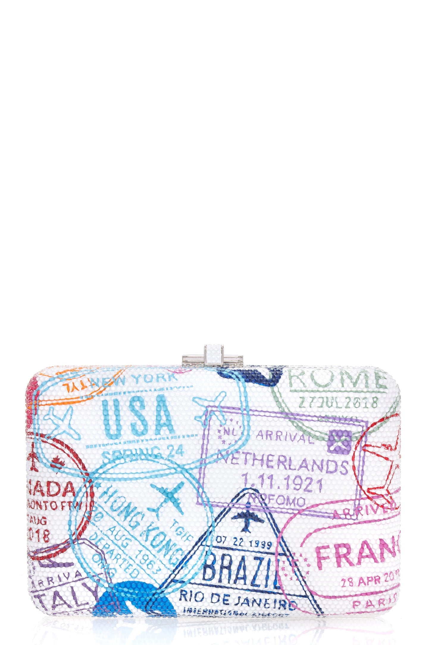 JUDITH LEIBER-Slim Side Clutch - Passport Stamps-PSSPORTS