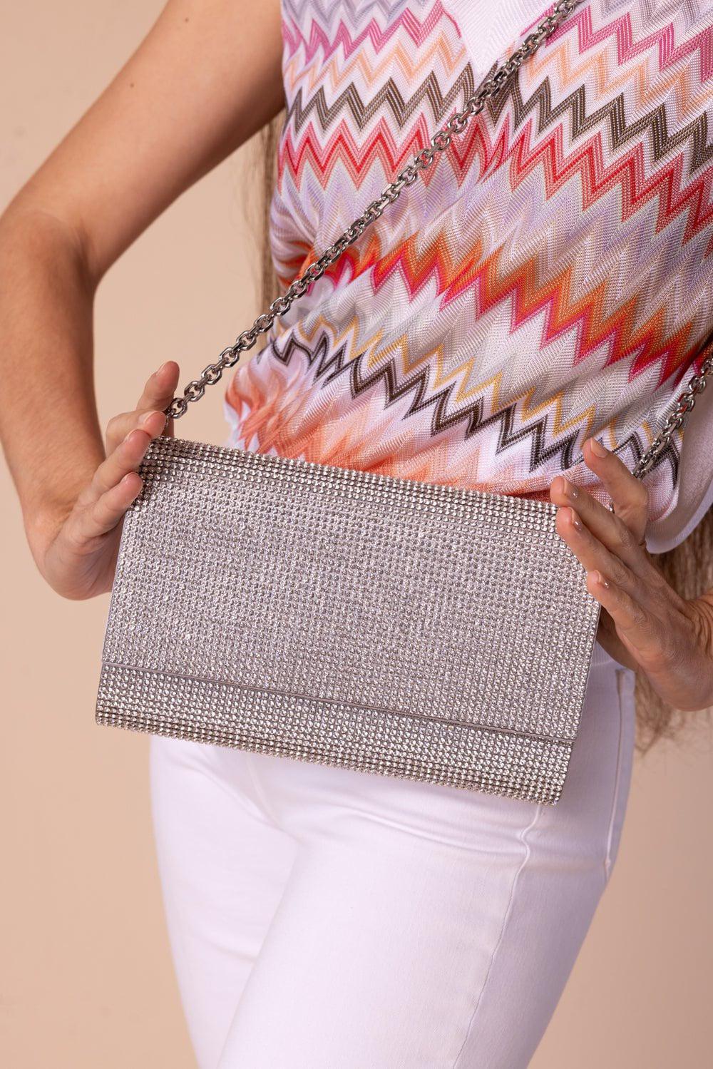 JUDITH LEIBER-Fizzoni Bag - Silver Rhinestone-RHINE