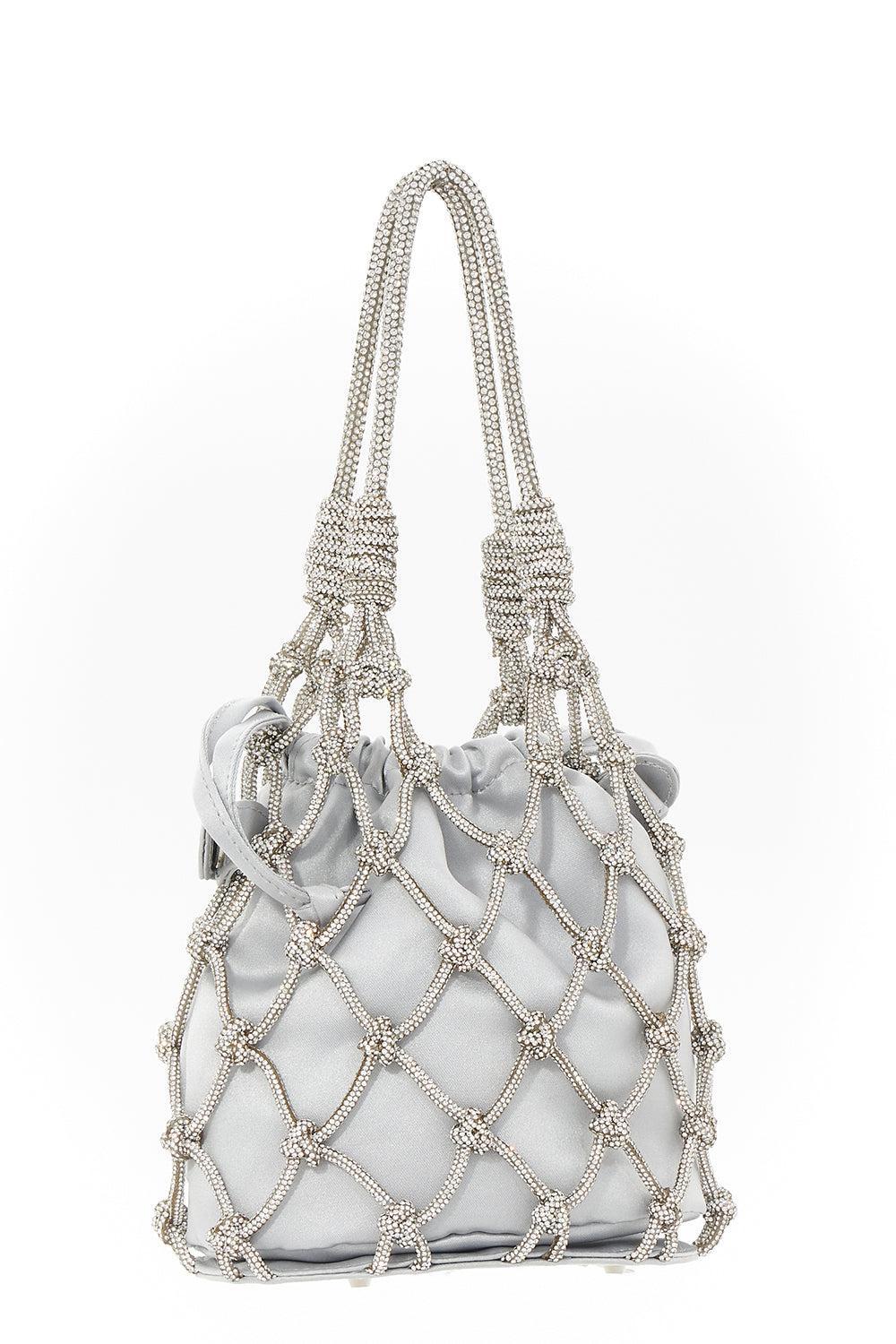 Crystal Net Pouch - Silver Rhine-SILRHINE-O/S-HANDBAGCLUTCHES-JUDITH LEIBER