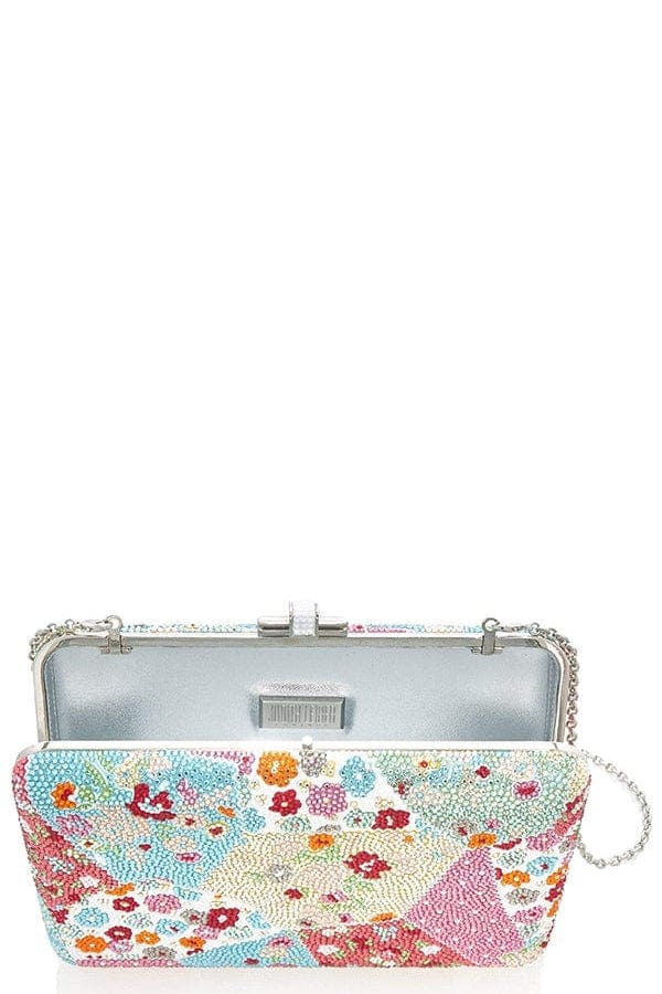 JUDITH LEIBER-Slim Slide Patchwork Clutch-SILVER MULTI