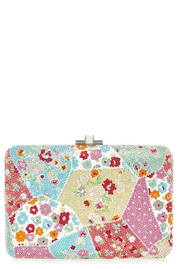 JUDITH LEIBER-Slim Slide Patchwork Clutch-SILVER MULTI