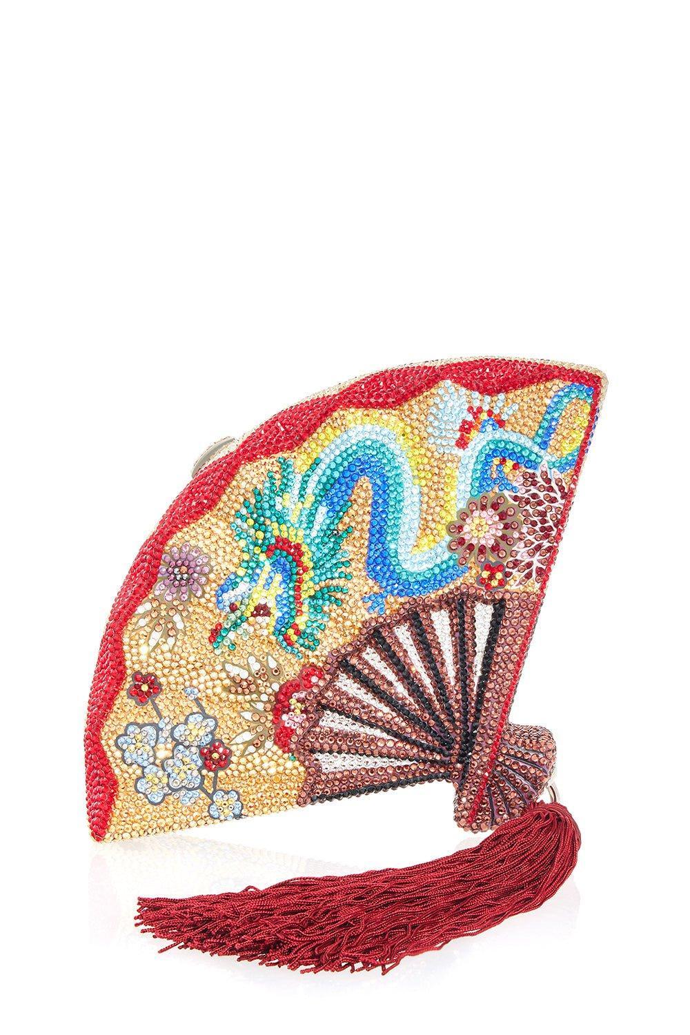 JUDITH LEIBER-Dragon's Eye Fan Clutch-SLSUNMUL