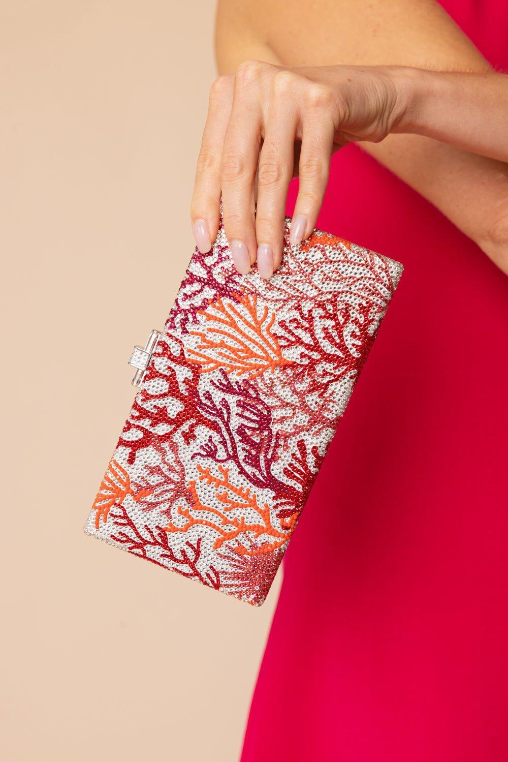 JUDITH LEIBER-Rectangle Clutch - Silver Coral Multi-SLVCORML
