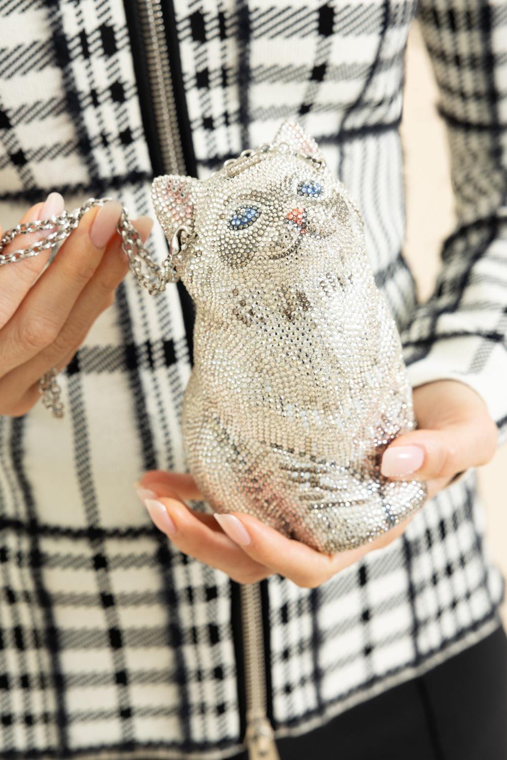 Kitten Cloud Clutch-SILVER-HANDBAGEVENING-JUDITH LEIBER