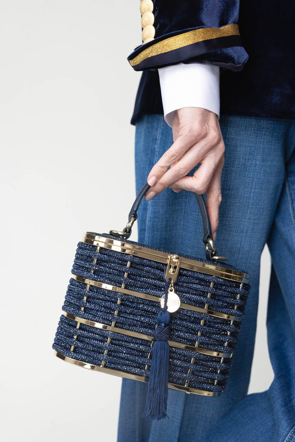 JUDITH LEIBER-Willow Top Handle Bag - Champagne Indigo-CHMPDKIN