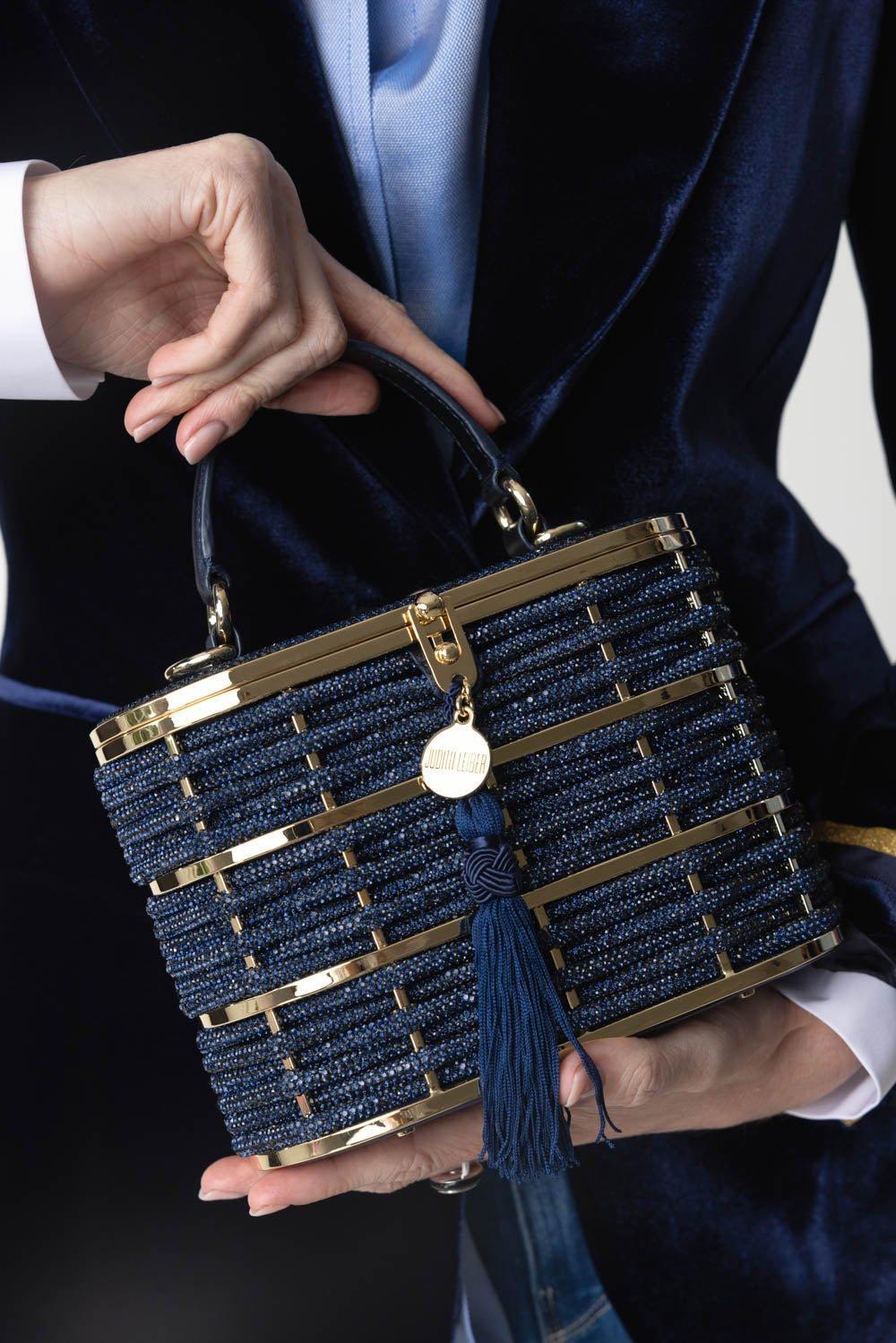 JUDITH LEIBER-Willow Top Handle Bag - Champagne Indigo-CHMPDKIN