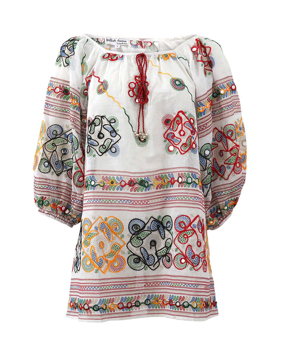 JULIET DUNN-Tribal Boho Embroidered Blouse-