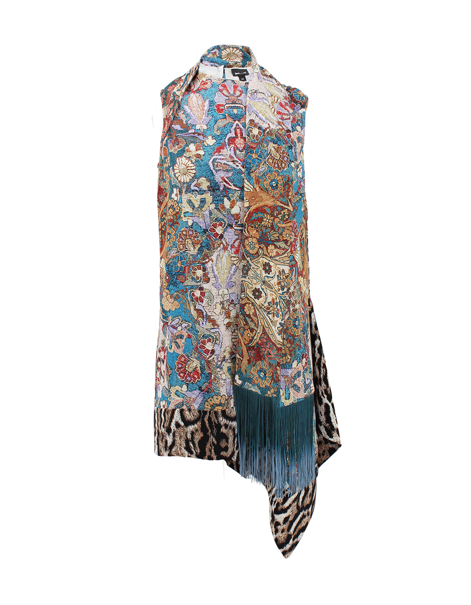 JUST CAVALLI-Scarf Neck Print Dress-PETROL