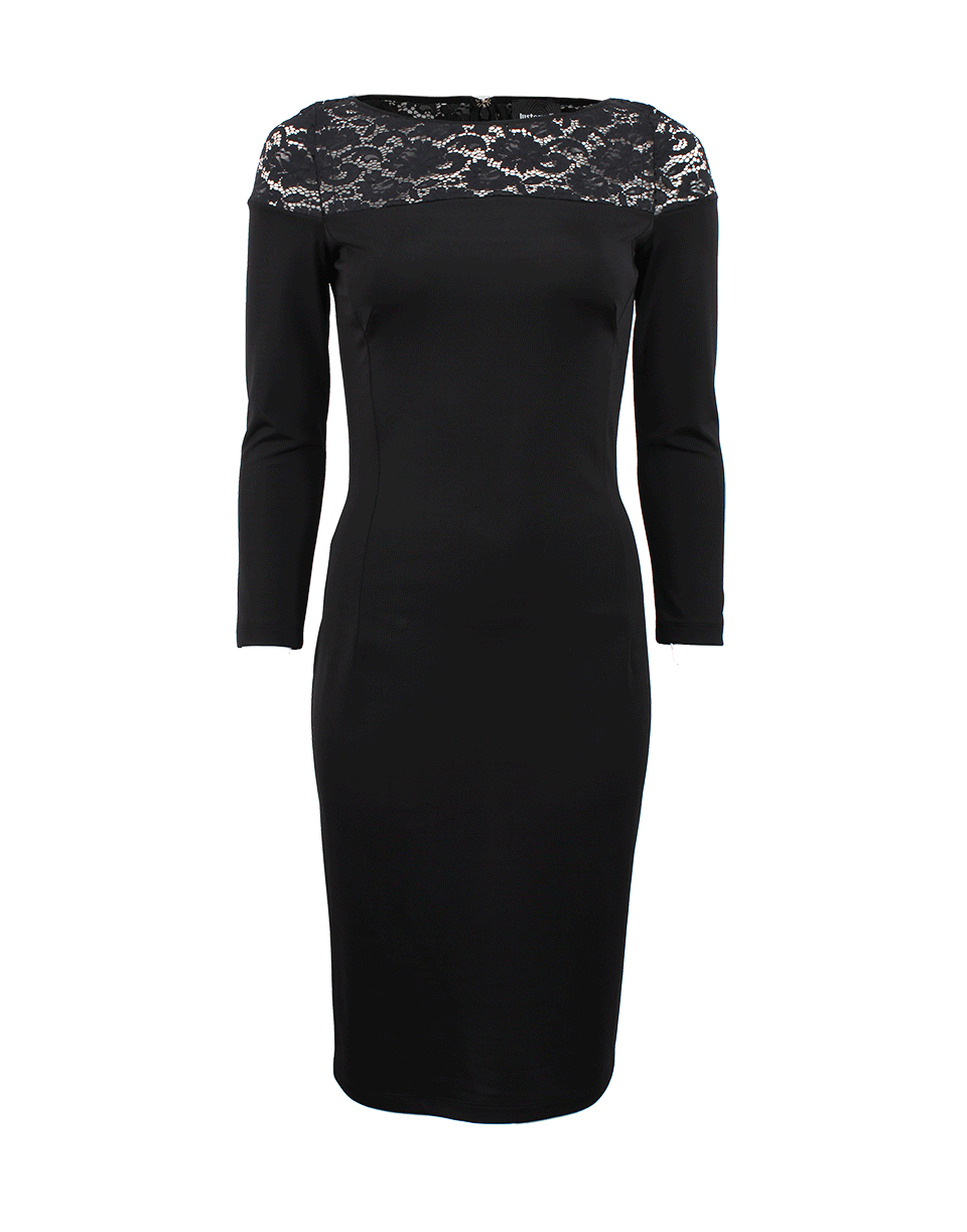 JUST CAVALLI-Boatneck Fitted Black Dress-