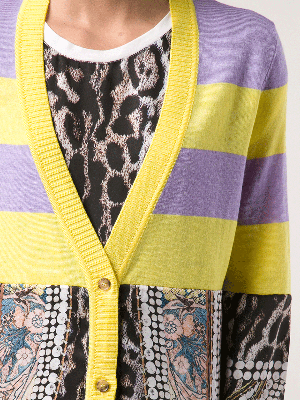 JUST CAVALLI-Striped Leopard Cardigan-