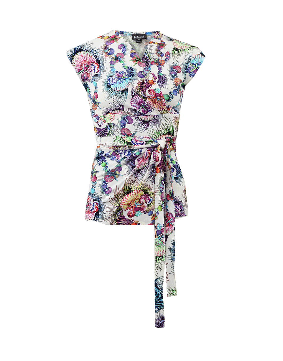 JUST CAVALLI-Cross-Over Sea Print Top-