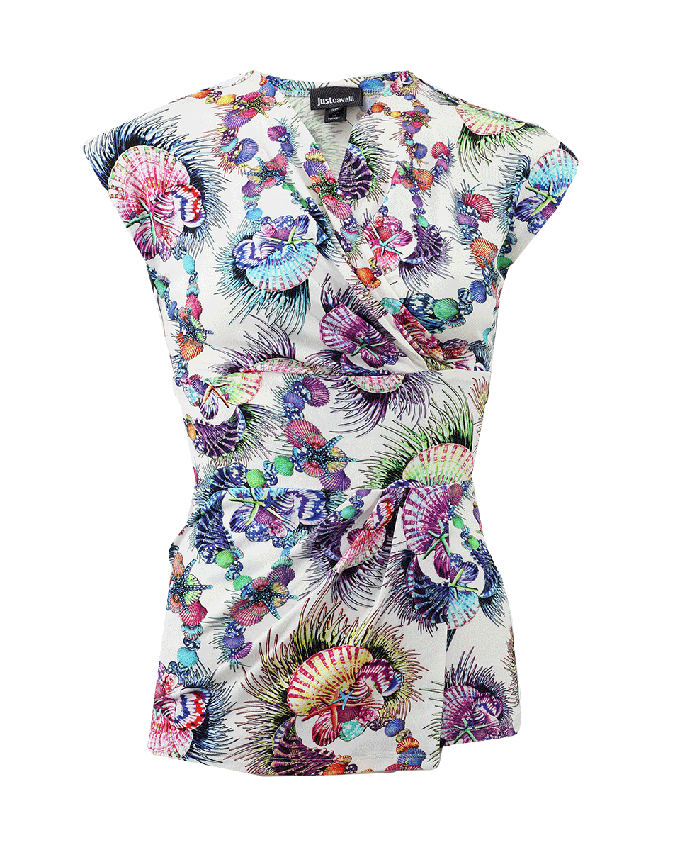 JUST CAVALLI-Cross-Over Sea Print Top-