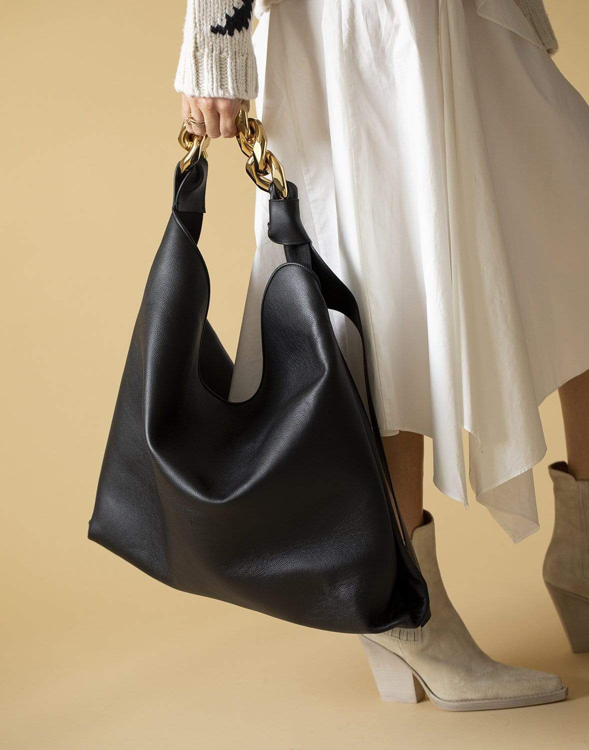 JW ANDERSON-Black Large Chain Hobo Bag-BLACK