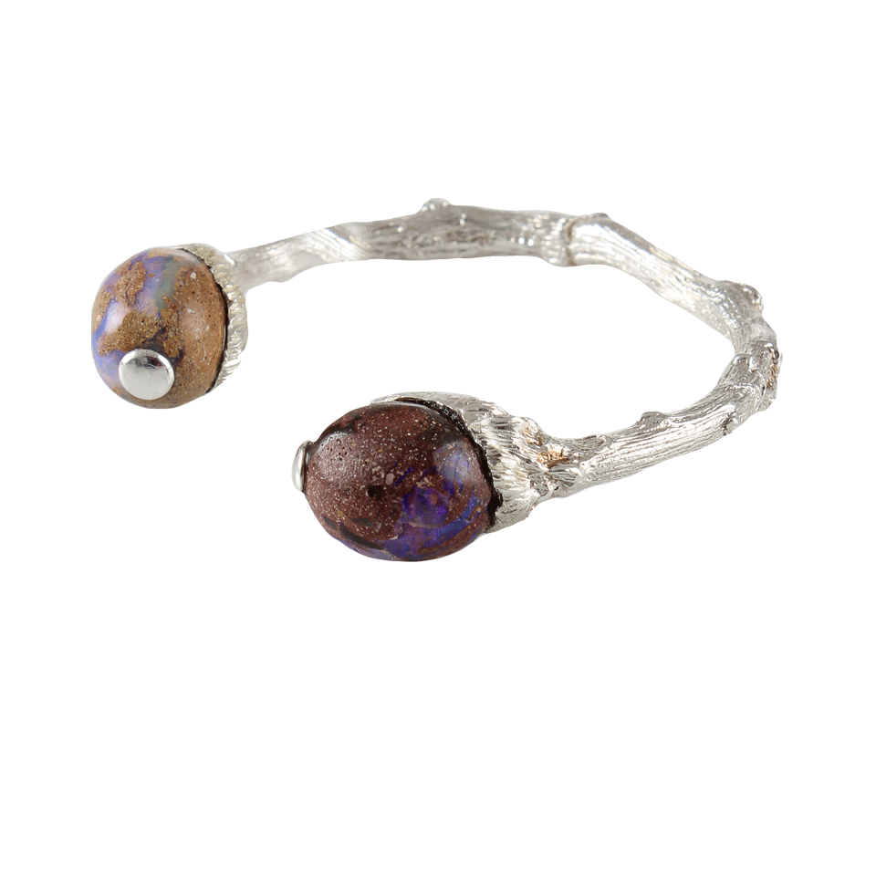 K. BRUNINI-Large Twig and Jundah Opal Cuff-SILVER
