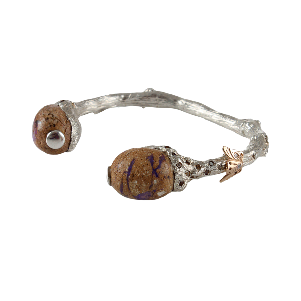 K. BRUNINI-Opal, Butterfly, and Orange Diamond Cuff-SILVER
