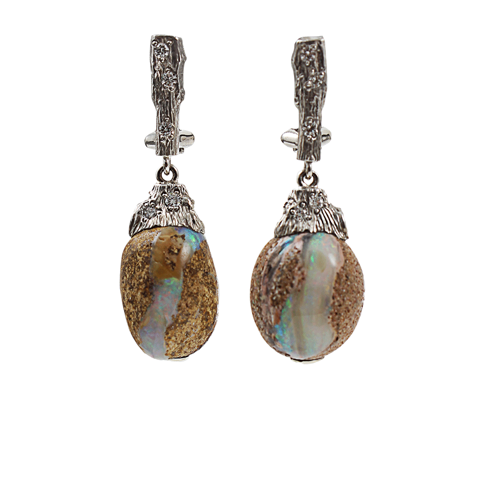 K. BRUNINI-Medium Twig Earrings-WHITE GOLD