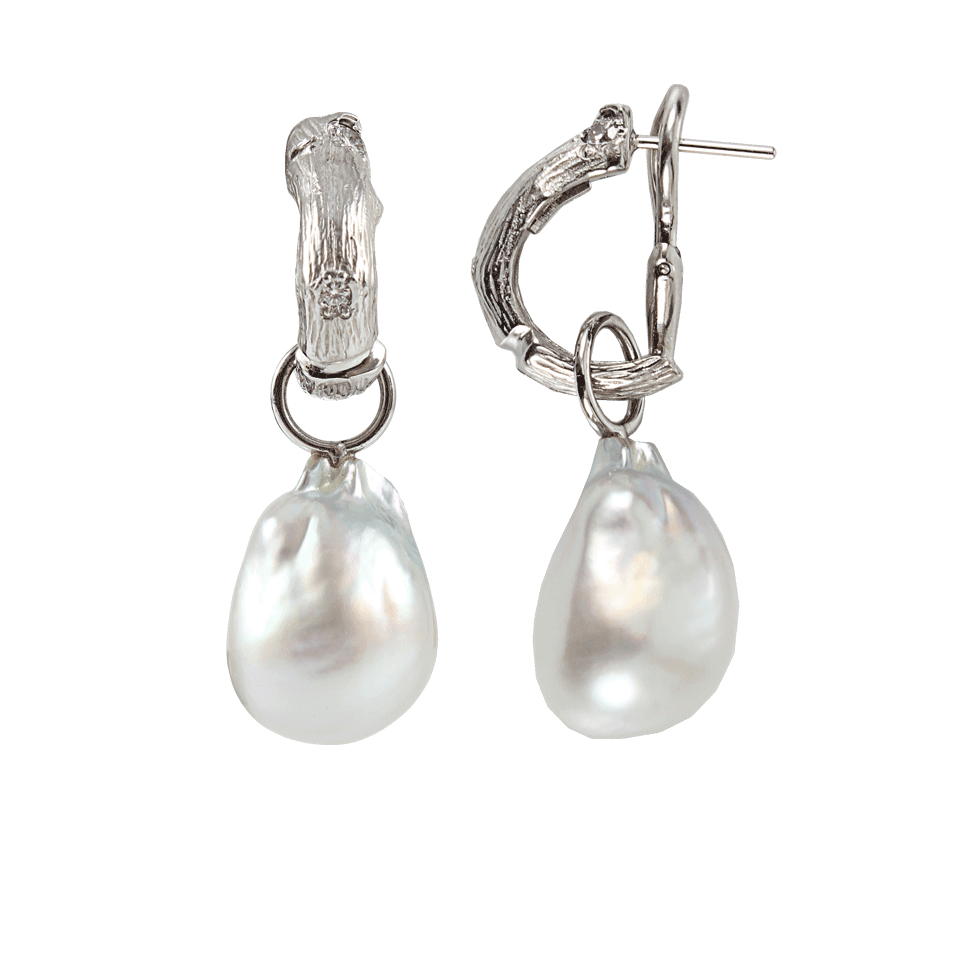 K. BRUNINI-Diamond Twig Huggie Earrings-WHT GOLD