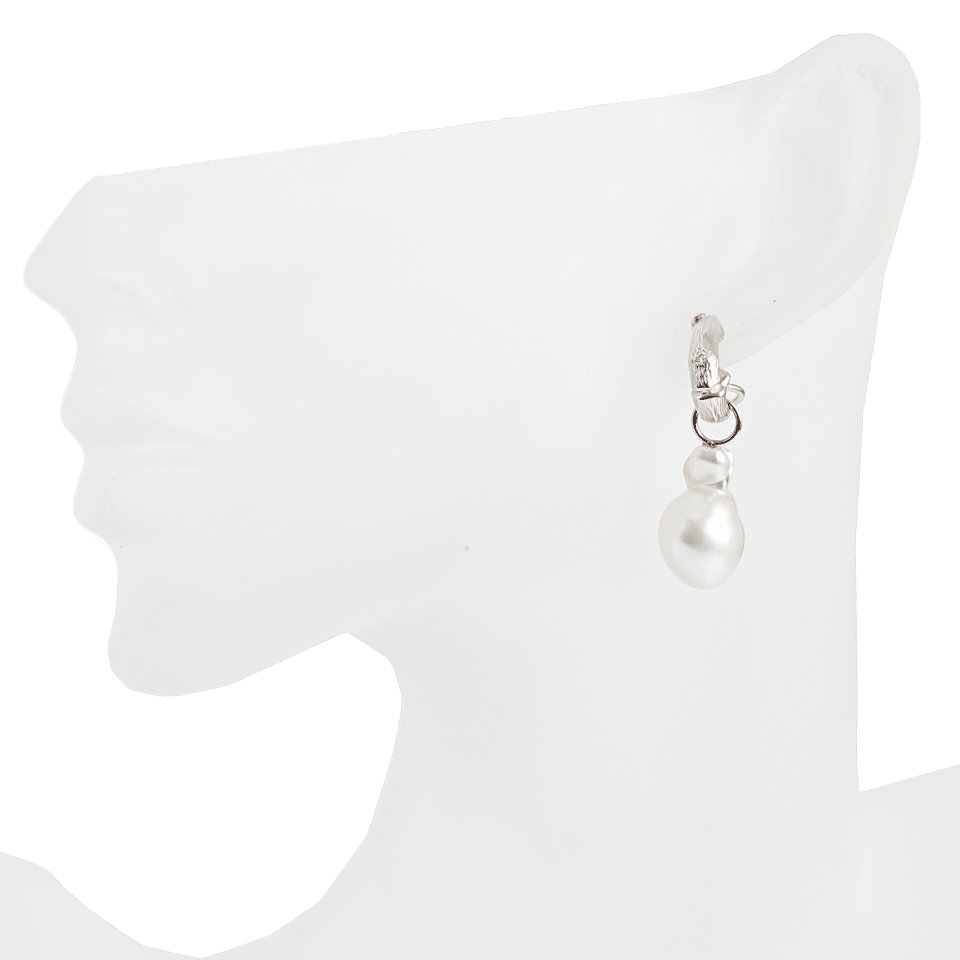 K. BRUNINI-Diamond Twig Huggie Earrings-WHT GOLD