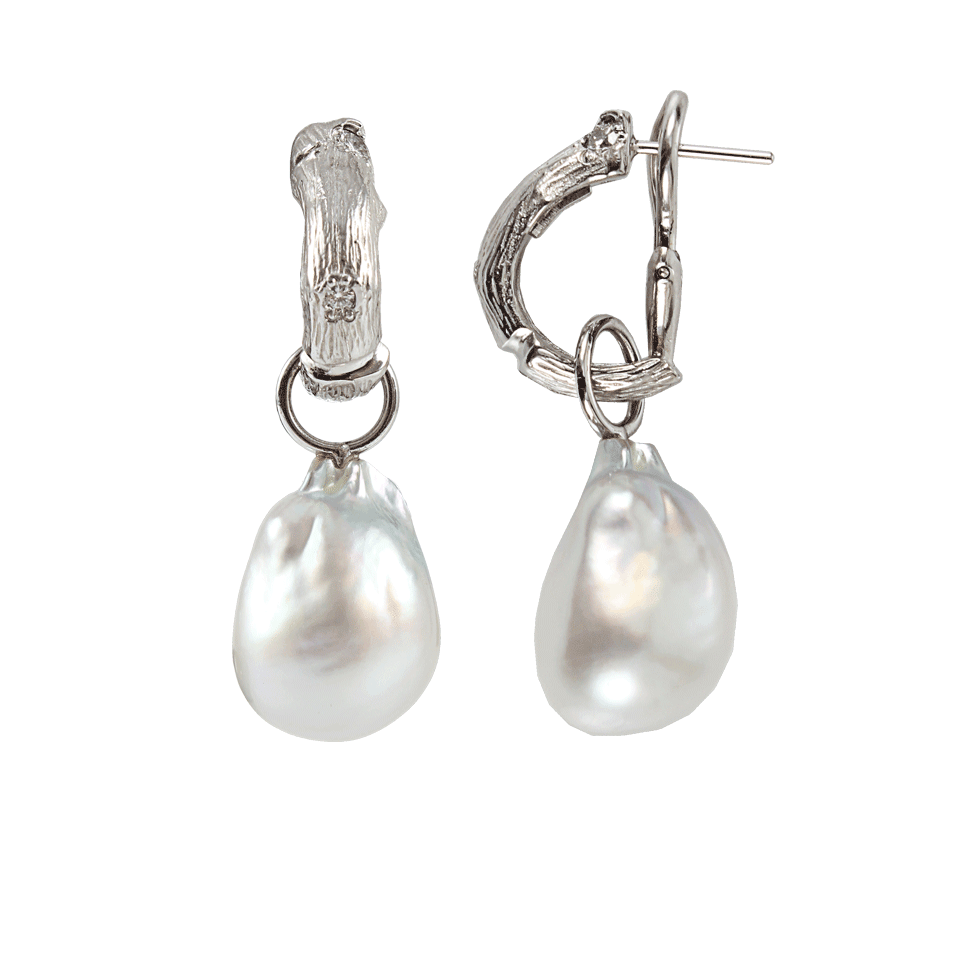 K. BRUNINI-South Sea Pearl Earring Pendant-WHT/WGLD