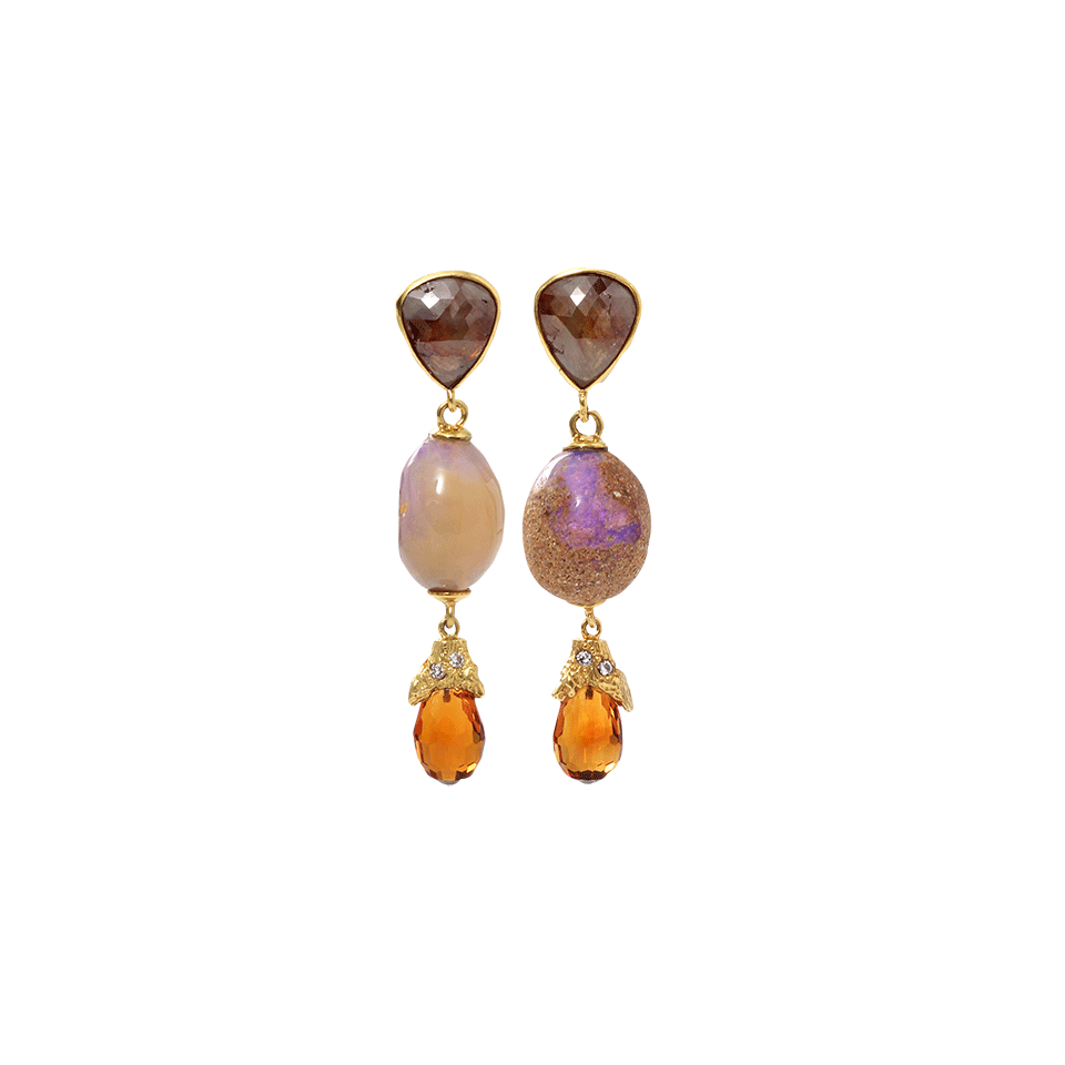 K. BRUNINI-Twig Earrings With Jundah Opals-YELLOW GOLD