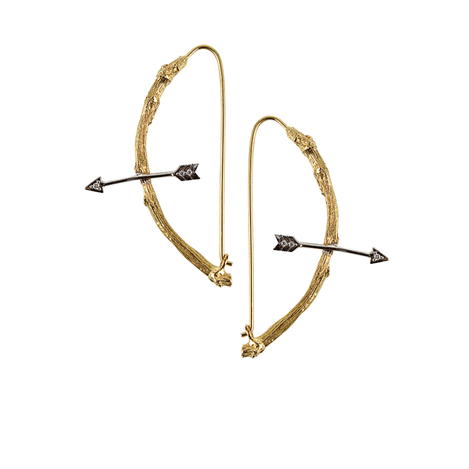 K. BRUNINI-Twig and Arrow Hoop Earrings-YLLW GLD