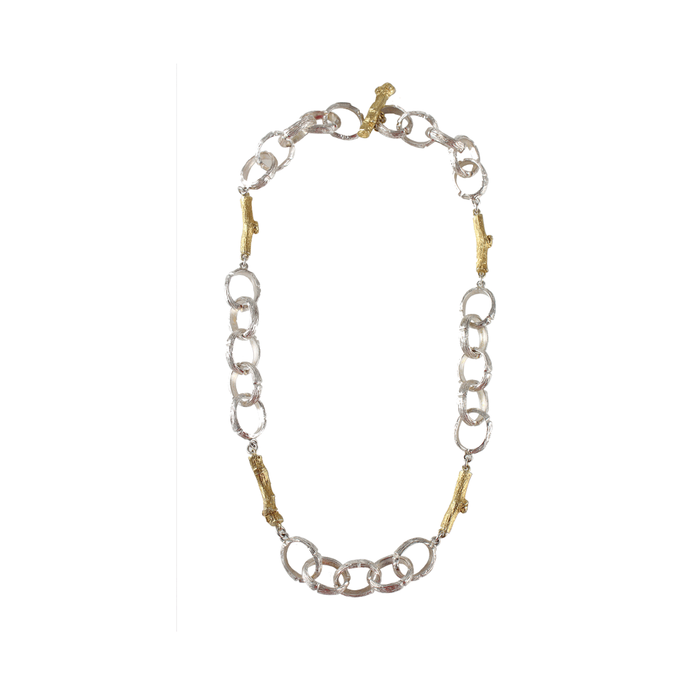 K. BRUNINI-Large Twig Necklace with O Link-YGLD/SLV