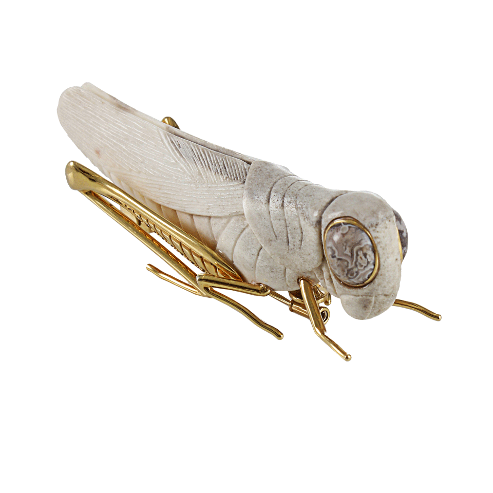 K. BRUNINI-Bone Grasshopper Pin-YLLW GLD